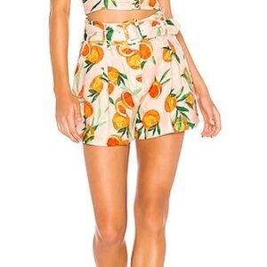 REVOLVE Parker Carlo short in clementine 100% linen shell, 100% cotton lining